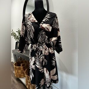 Black and White Leaf Print Dress